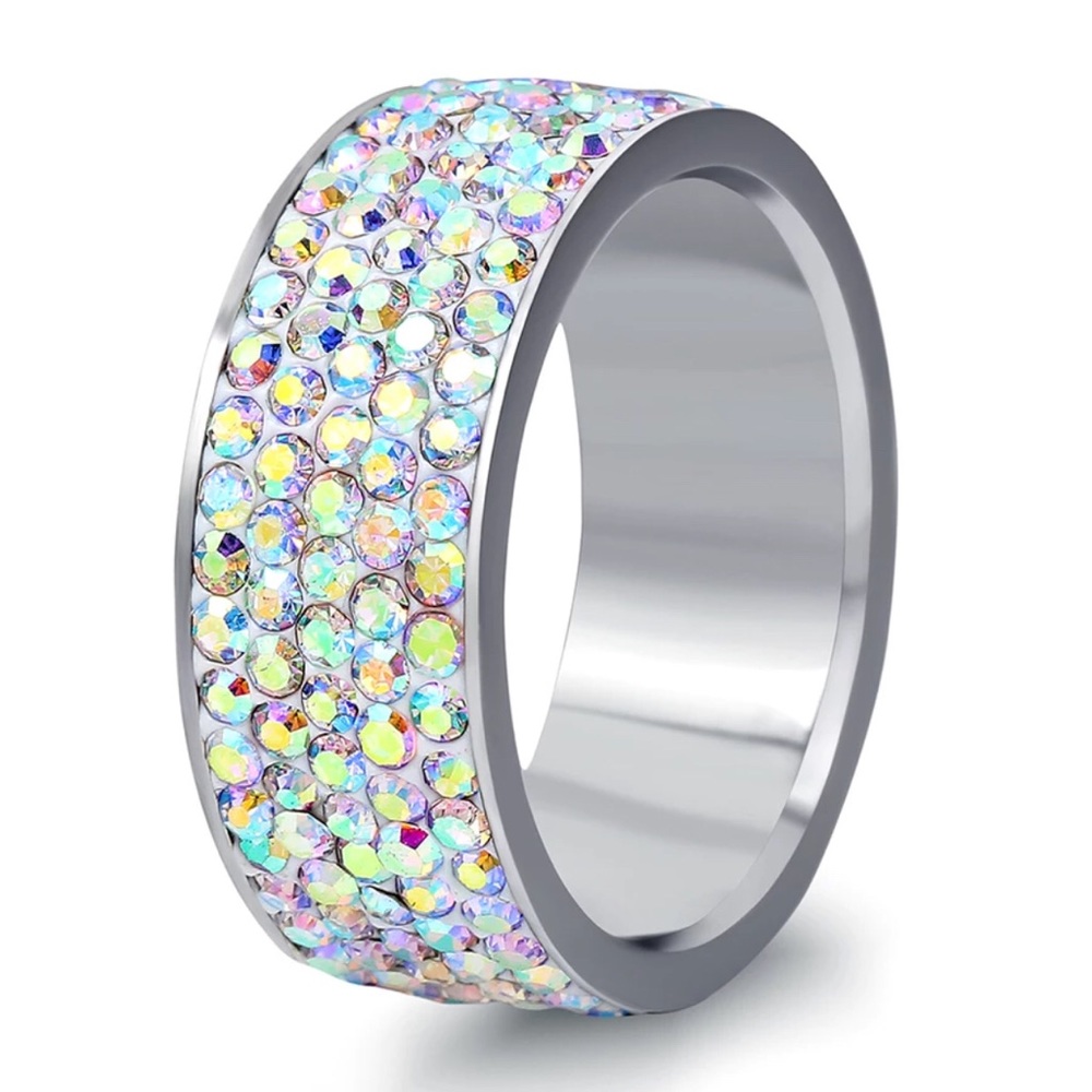 Stainless Steel Crystal Ring New